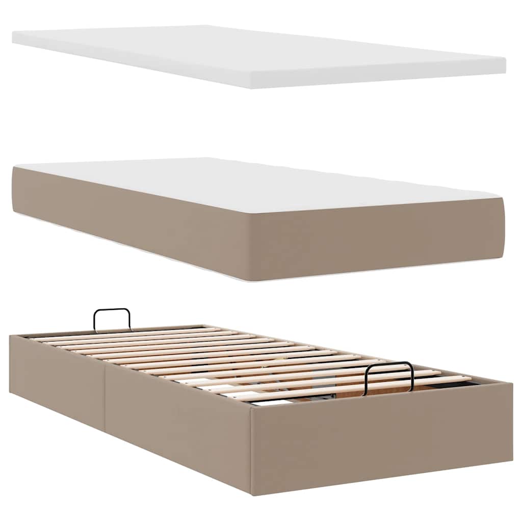 Οθωμανικό κρεβάτι με στρώμα Cappucino 100x200cm Faux Leather - Pakobazaar