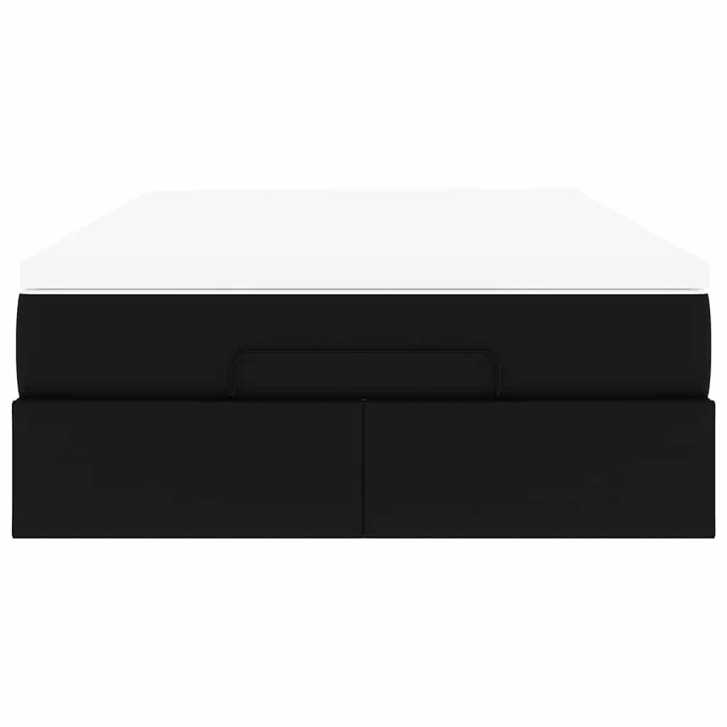 Οθωμανικό κρεβάτι με στρώμα Μαύρο 120x190 cm Faux Leather - Pakobazaar