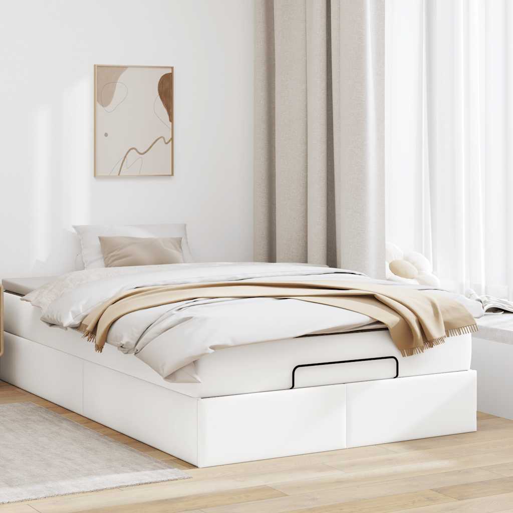Οθωμανικό κρεβάτι με στρώμα Λευκό 120x190 cm Faux Leather - Pakobazaar