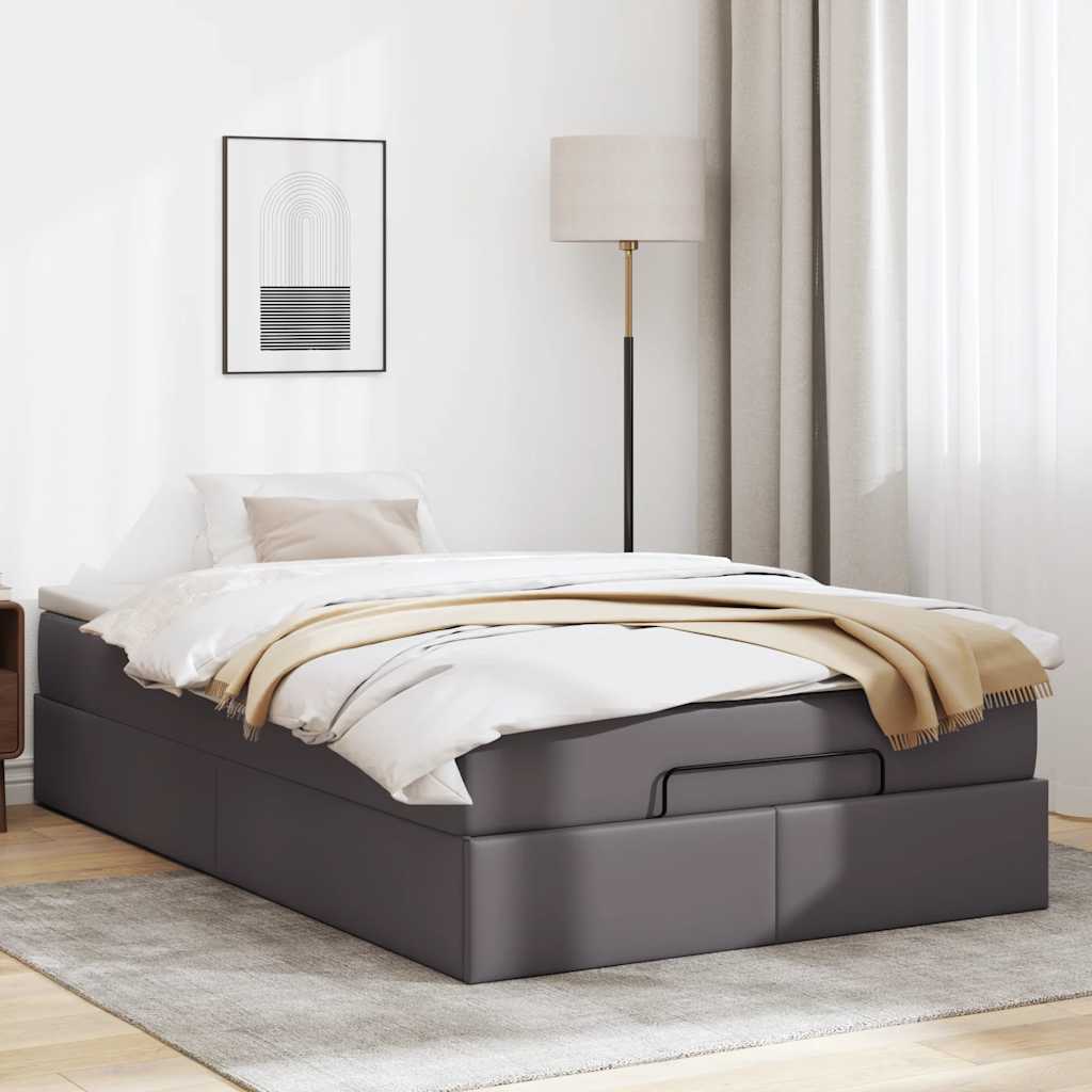 Οθωμανικό κρεβάτι με στρώμα Γκρι 120x190 cm Faux Leather