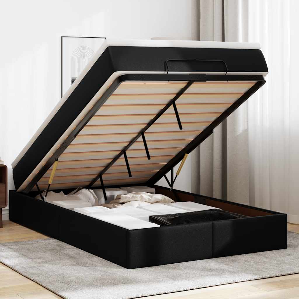 Οθωμανικό κρεβάτι με στρώμα Μαύρο 120x200 cm Faux Leather - Pakobazaar