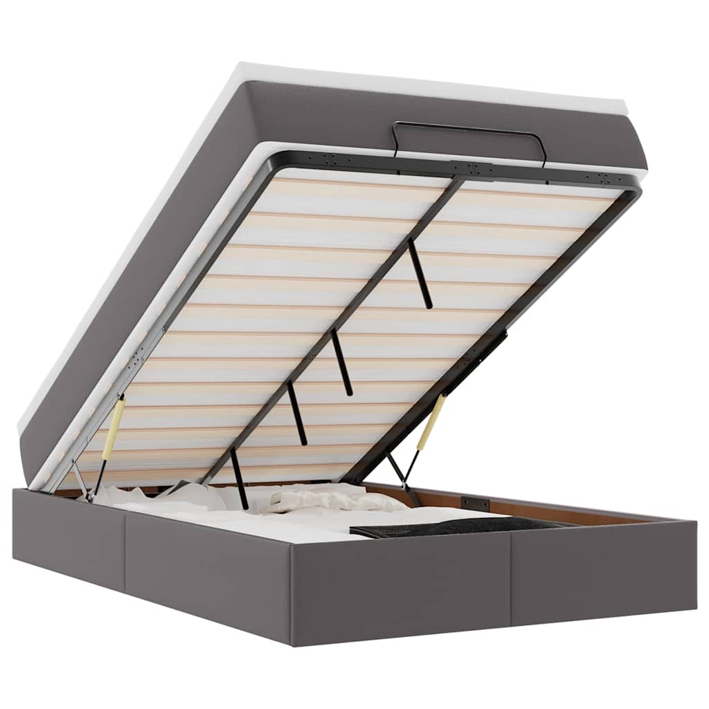 Οθωμανικό κρεβάτι με στρώμα Γκρι 120x200cm Faux Leather - Pakobazaar