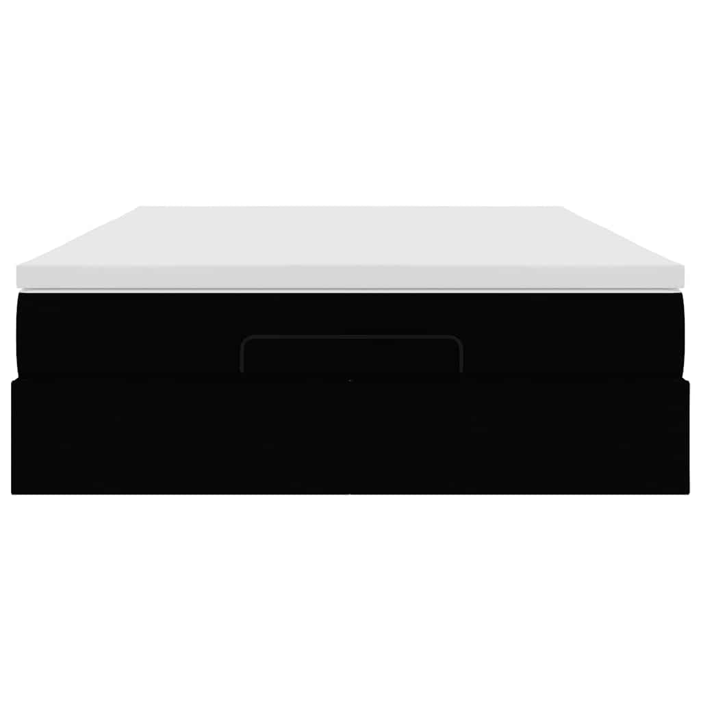 Οθωμανικό κρεβάτι με στρώμα Μαύρο 140x190cm Συνθετικό δέρμα