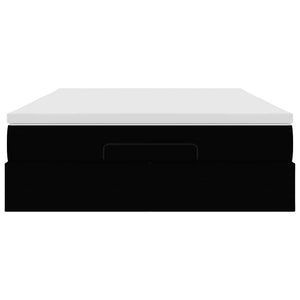 Οθωμανικό κρεβάτι με στρώμα Μαύρο 140x190cm Συνθετικό δέρμα