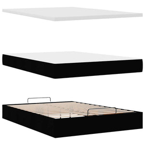 Οθωμανικό κρεβάτι με στρώμα Μαύρο 140x190cm Συνθετικό δέρμα