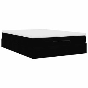 Οθωμανικό κρεβάτι με στρώμα Μαύρο 140x190cm Συνθετικό δέρμα