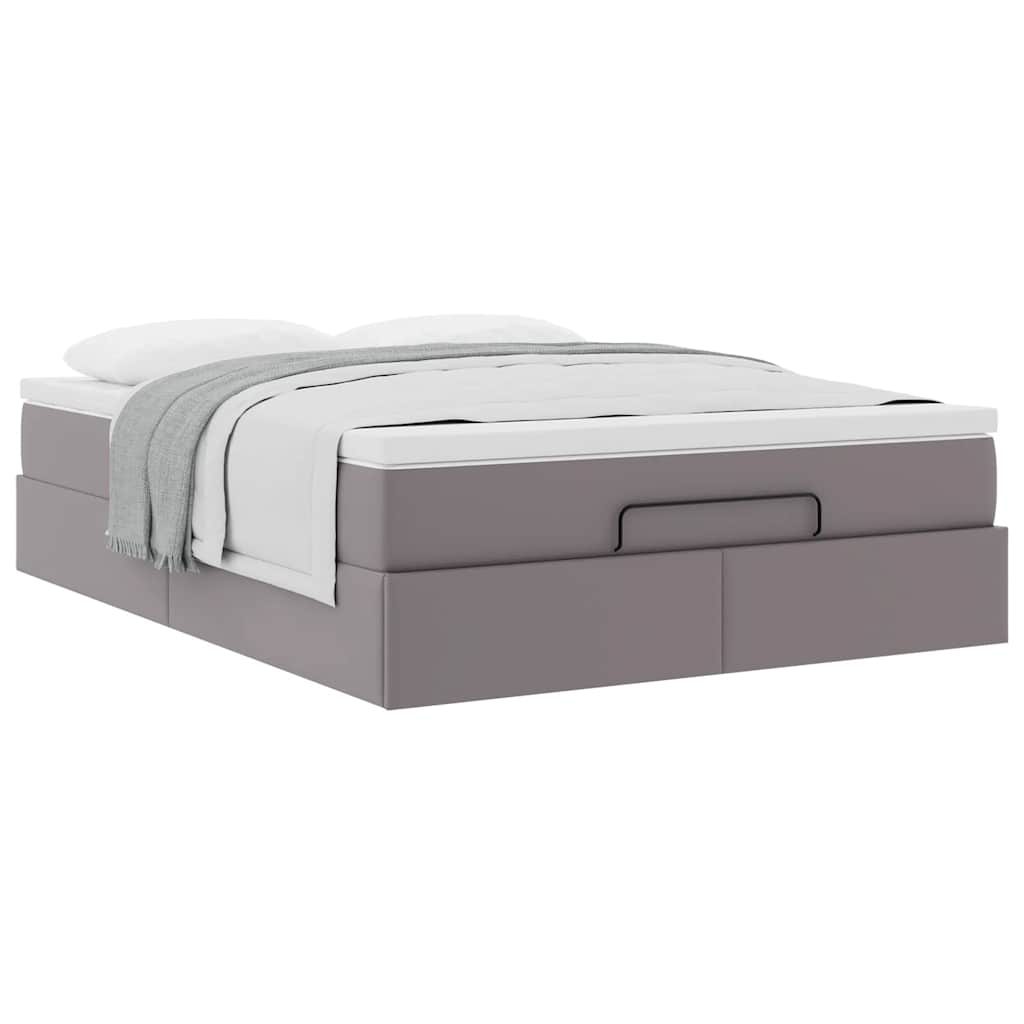 Οθωμανικό κρεβάτι με στρώμα Γκρι 140x190cm Faux Leather