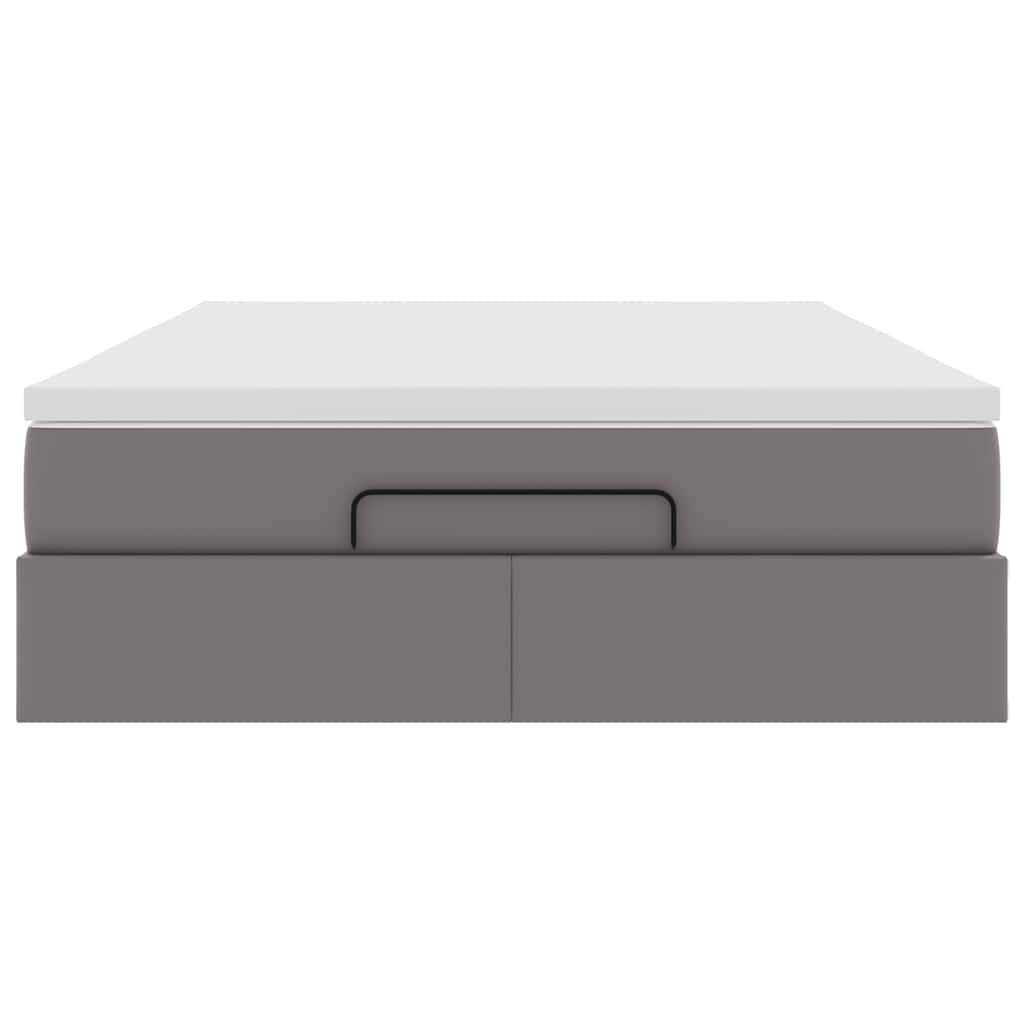 Οθωμανικό κρεβάτι με στρώμα Γκρι 140x190cm Faux Leather