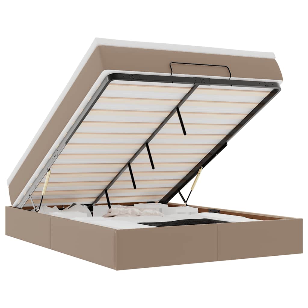 Οθωμανικό κρεβάτι με στρώμα Cappucino 140x190cm Faux Leather