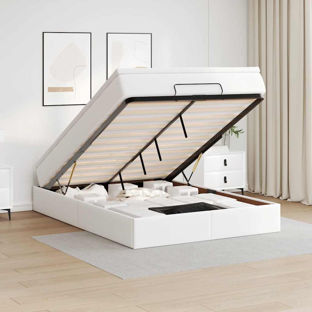 Οθωμανικό κρεβάτι με στρώμα Λευκό 140x200cm Faux Leather - Pakobazaar