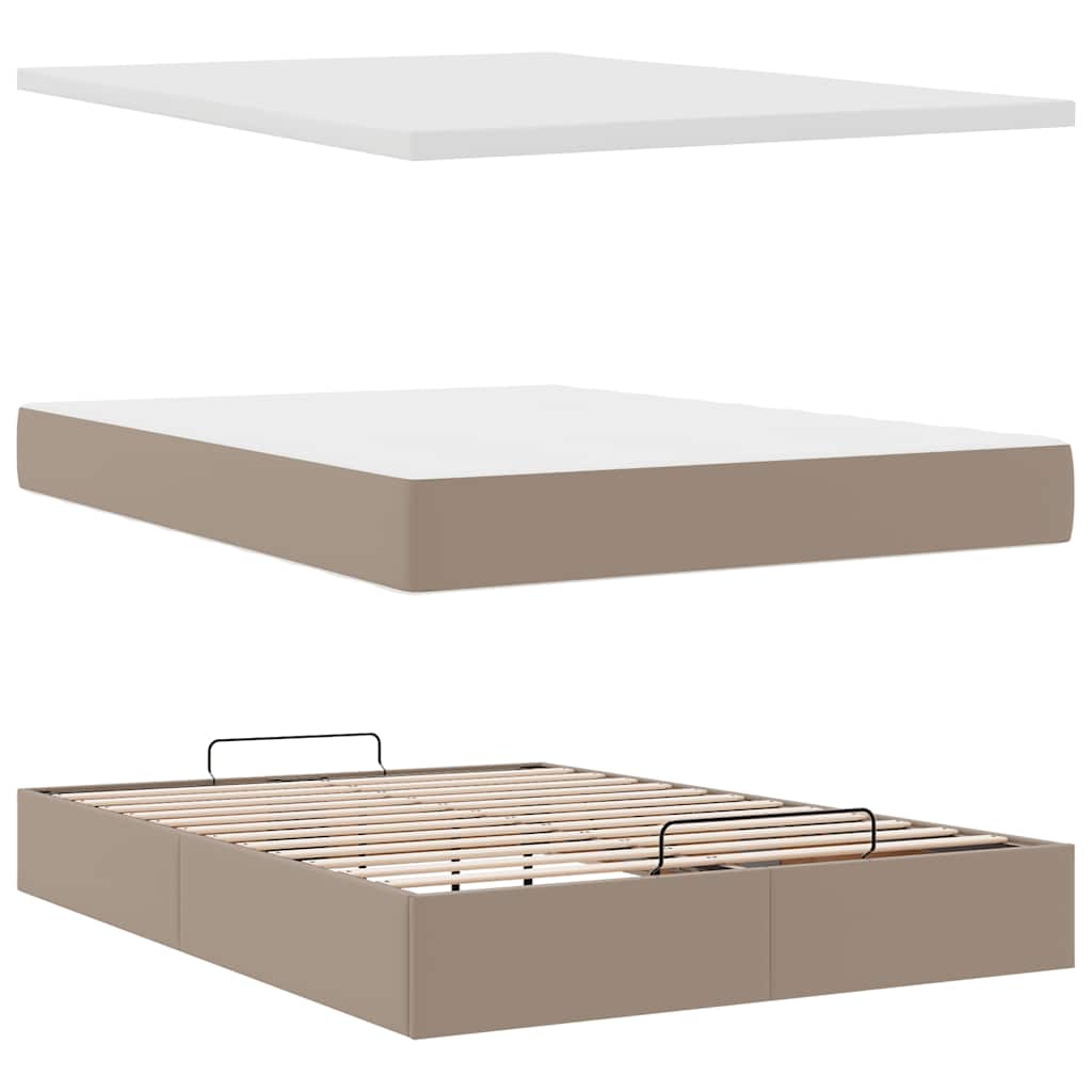 Οθωμανικό κρεβάτι με στρώμα Cappucino 140x200cm Faux Leather - Pakobazaar