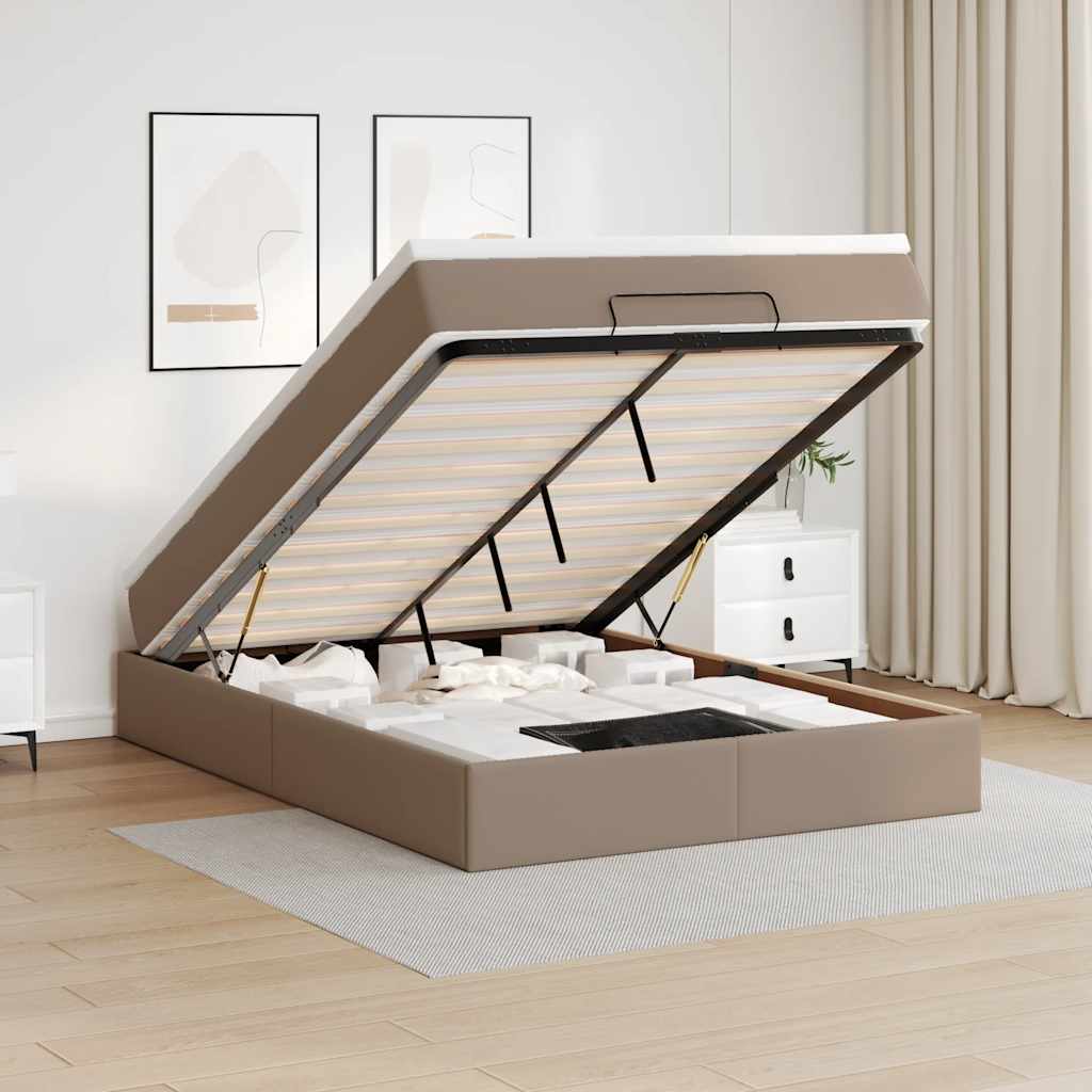Οθωμανικό κρεβάτι με στρώμα Cappucino 140x200cm Faux Leather - Pakobazaar