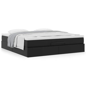 Οθωμανικό κρεβάτι με στρώμα Μαύρο 160x200cm Faux Leather - Pakobazaar