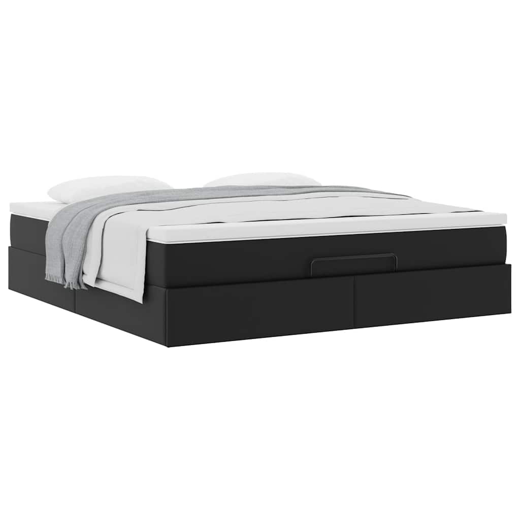 Οθωμανικό κρεβάτι με στρώμα Μαύρο 160x200cm Faux Leather - Pakobazaar