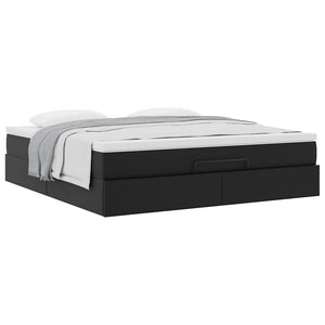 Οθωμανικό κρεβάτι με στρώμα Μαύρο 160x200cm Faux Leather - Pakobazaar
