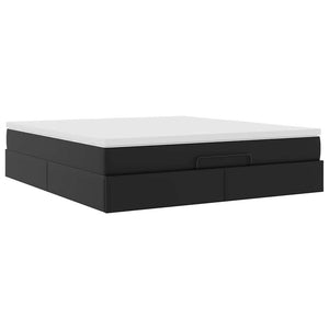 Οθωμανικό κρεβάτι με στρώμα Μαύρο 160x200cm Faux Leather - Pakobazaar
