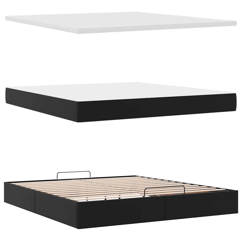 Οθωμανικό κρεβάτι με στρώμα Μαύρο 160x200cm Faux Leather - Pakobazaar