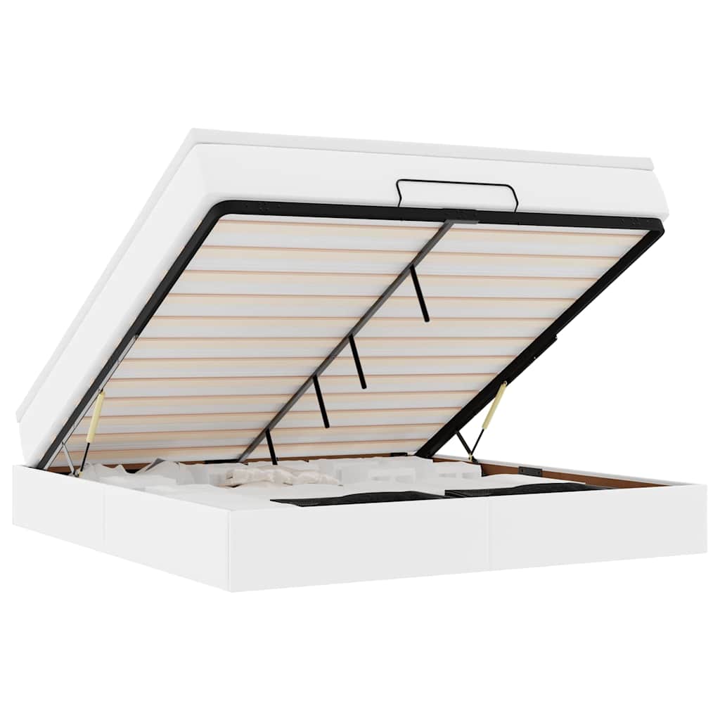 Οθωμανικό κρεβάτι με στρώμα Λευκό 160x200cm Faux Leather - Pakobazaar