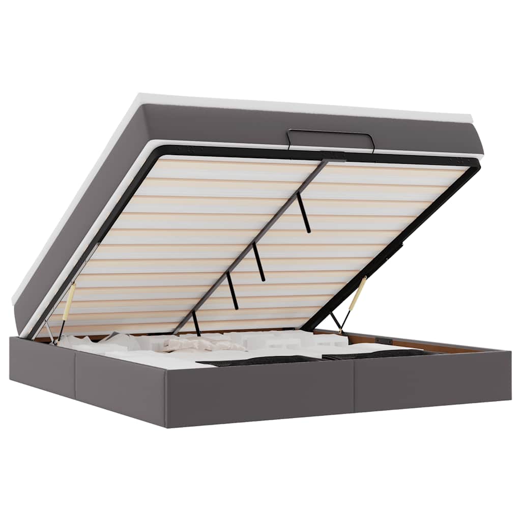 Οθωμανικό κρεβάτι με στρώμα Γκρι 160x200cm Faux Leather - Pakobazaar