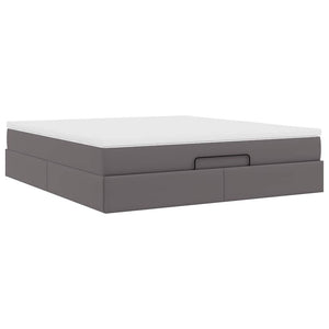 Οθωμανικό κρεβάτι με στρώμα Γκρι 160x200cm Faux Leather - Pakobazaar