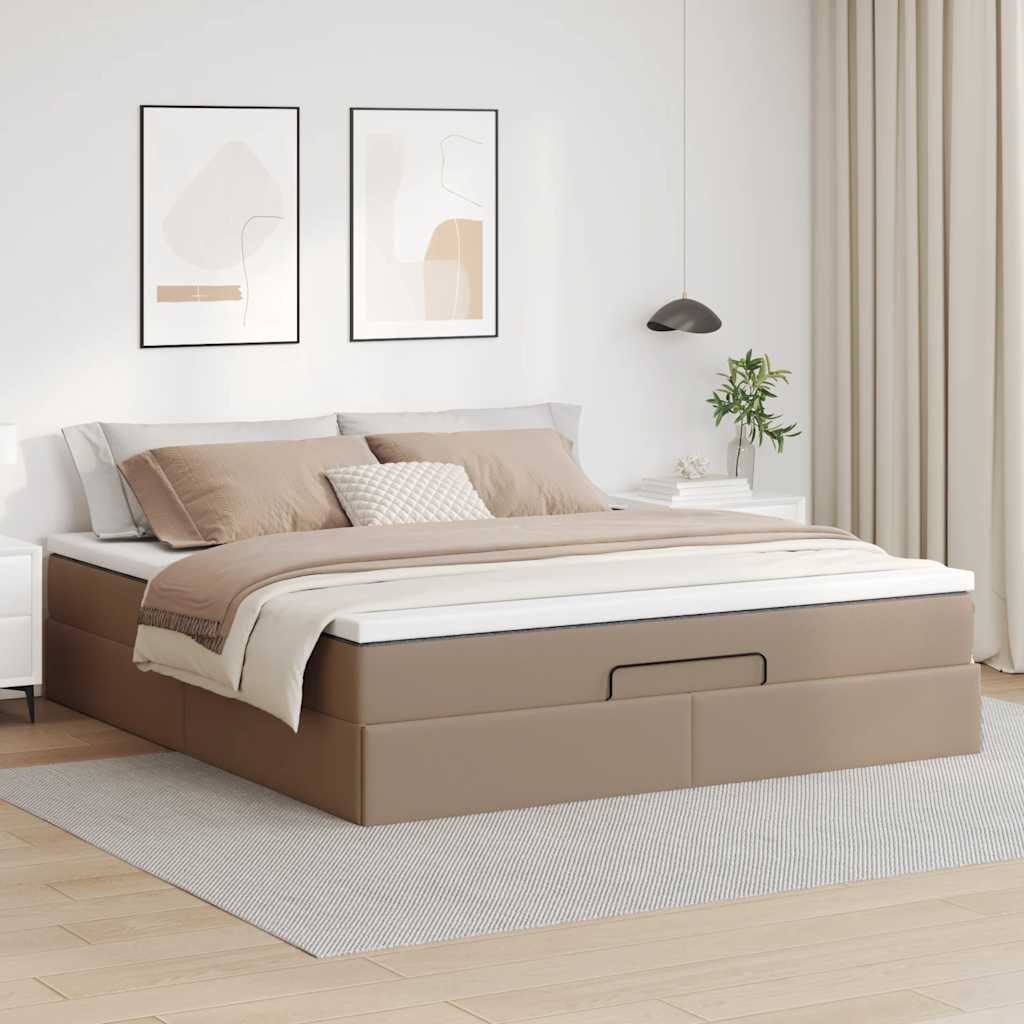 Οθωμανικό κρεβάτι με στρώμα Cappucino 160x200cm Faux Leather - Pakobazaar