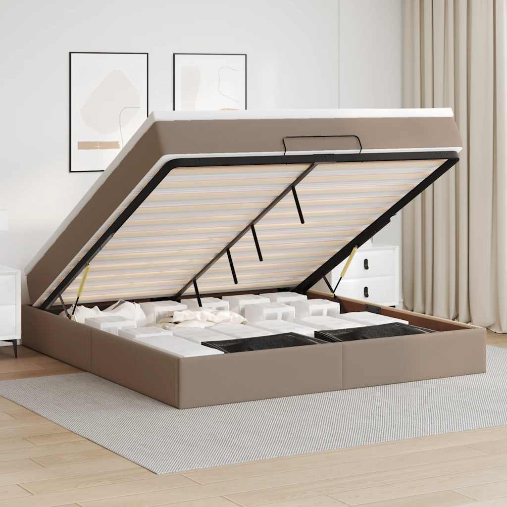 Οθωμανικό κρεβάτι με στρώμα Cappucino 160x200cm Faux Leather - Pakobazaar