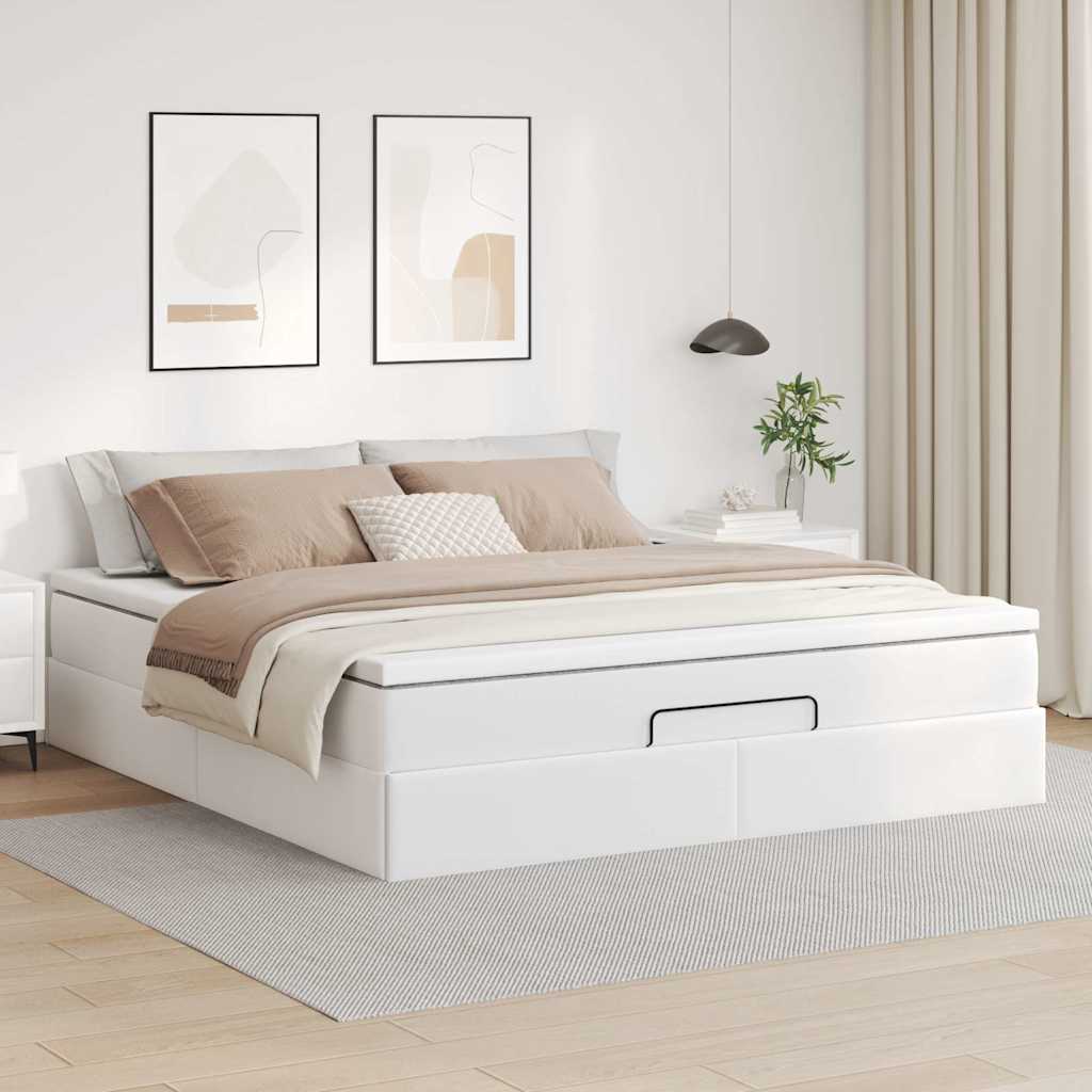 Οθωμανικό κρεβάτι με στρώμα Λευκό 180x200cm Faux Leather