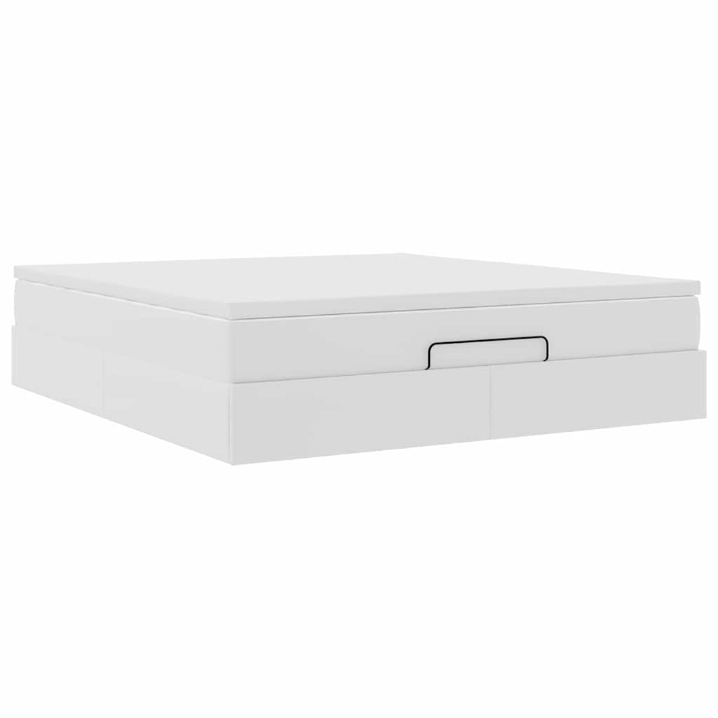 Οθωμανικό κρεβάτι με στρώμα Λευκό 180x200cm Faux Leather