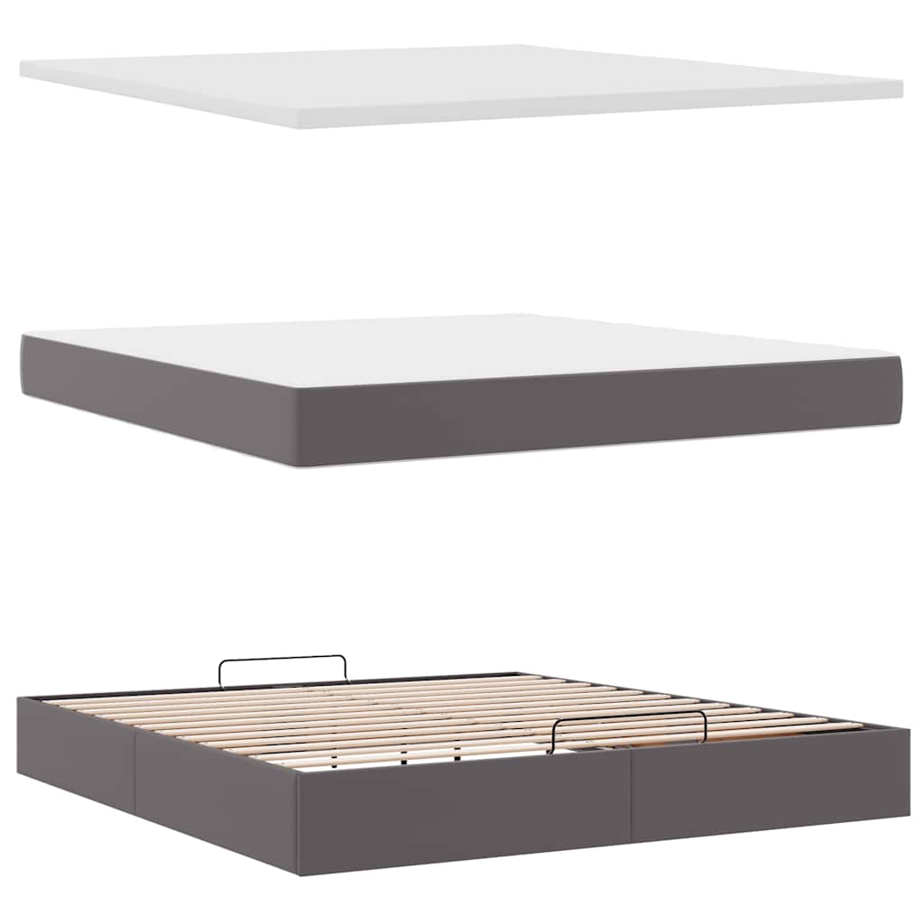 Οθωμανικό κρεβάτι με στρώμα Γκρι 180x200cm Faux Leather