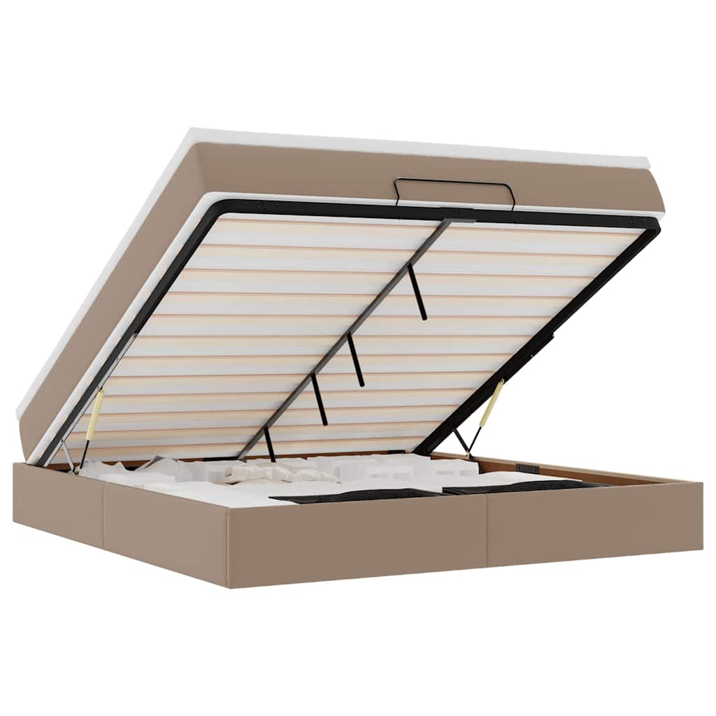 Οθωμανικό κρεβάτι με στρώμα Cappucino 180x200cm Faux Leather - Pakobazaar