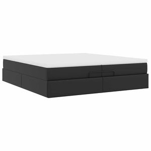 Οθωμανικό κρεβάτι με στρώματα Μαύρο 200x200cm Faux Leather - Pakobazaar