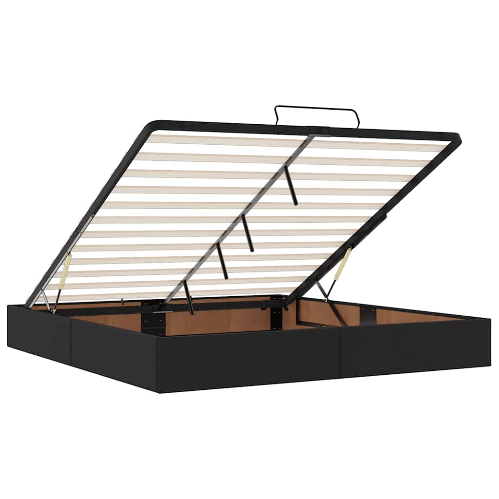 Οθωμανικό κρεβάτι με στρώματα Μαύρο 200x200cm Faux Leather - Pakobazaar