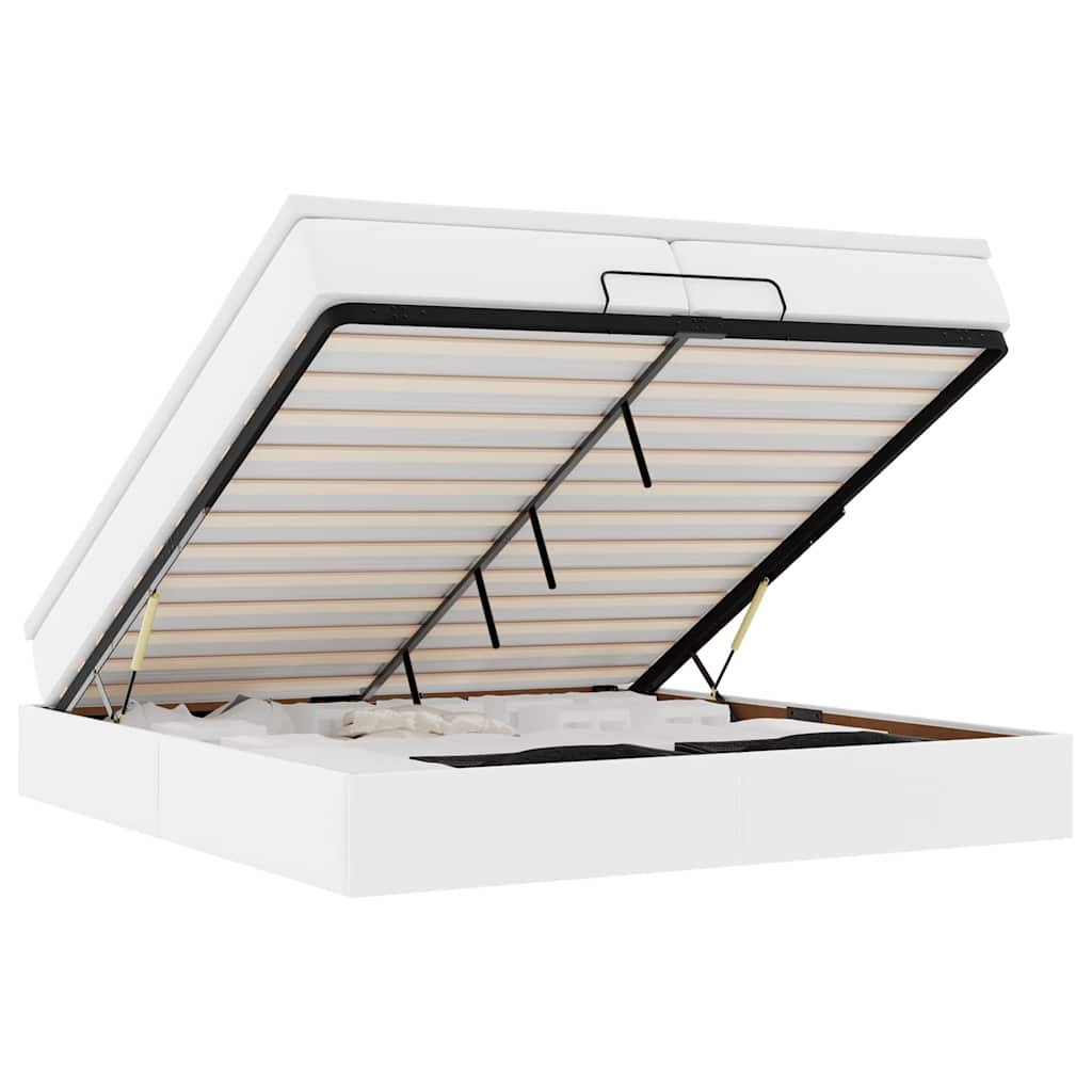 Οθωμανικό κρεβάτι με στρώματα Λευκό 200x200cm Faux Leather - Pakobazaar