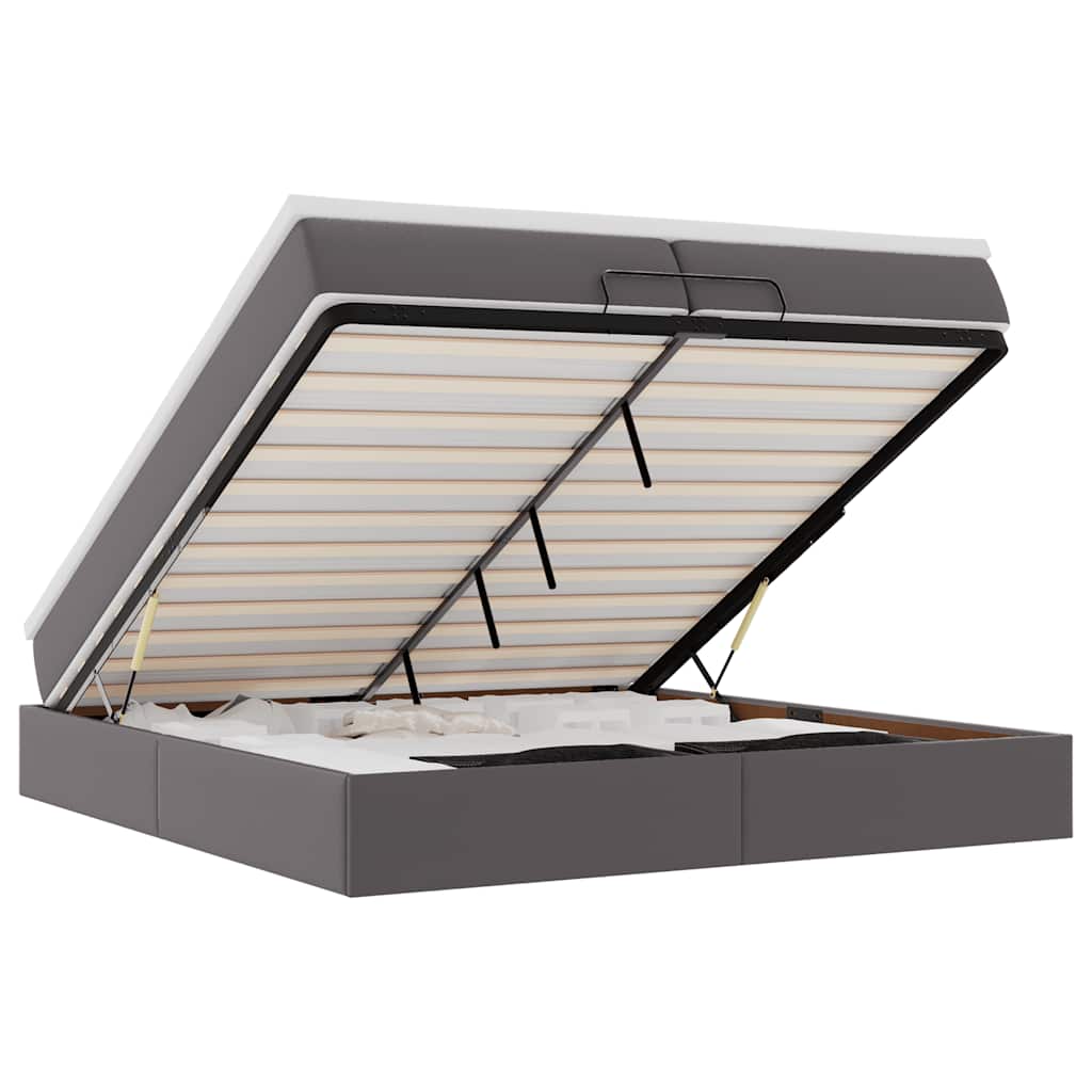 Οθωμανικό κρεβάτι με στρώματα Γκρι 200x200cm Faux Leather - Pakobazaar