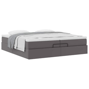 Οθωμανικό κρεβάτι με στρώματα Γκρι 200x200cm Faux Leather - Pakobazaar