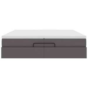 Οθωμανικό κρεβάτι με στρώματα Γκρι 200x200cm Faux Leather - Pakobazaar