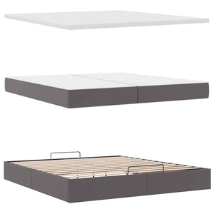 Οθωμανικό κρεβάτι με στρώματα Γκρι 200x200cm Faux Leather - Pakobazaar