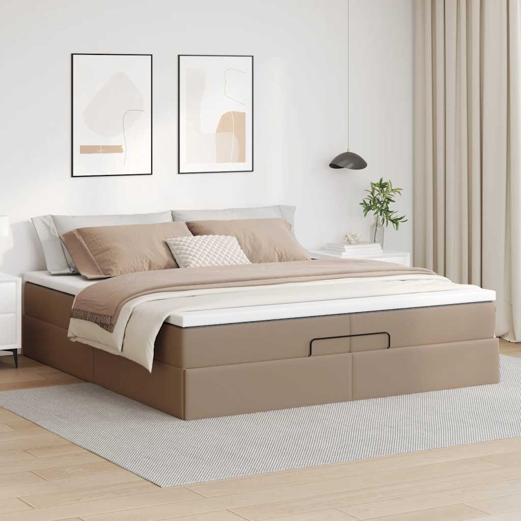 Οθωμανικό κρεβάτι με στρώματα Cappucino 200x200cm Faux Leather