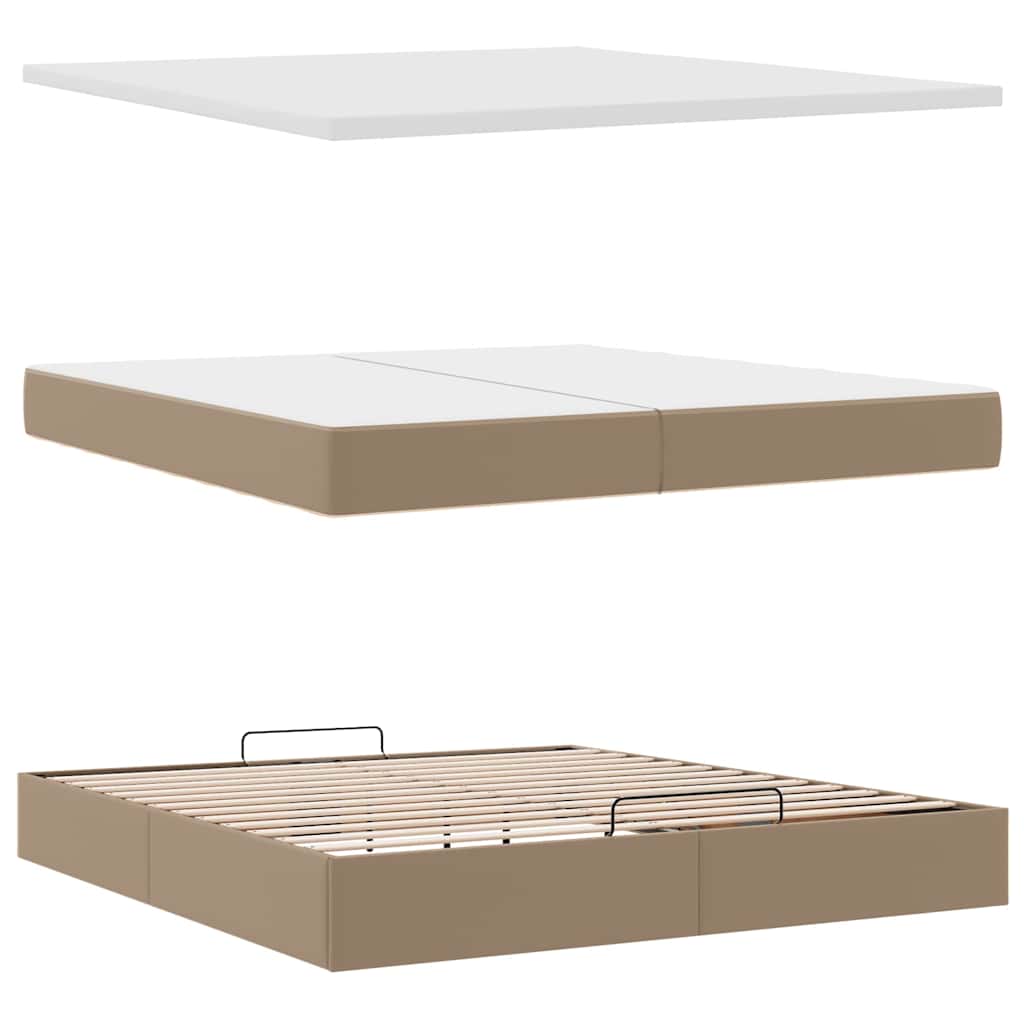 Οθωμανικό κρεβάτι με στρώματα Cappucino 200x200cm Faux Leather