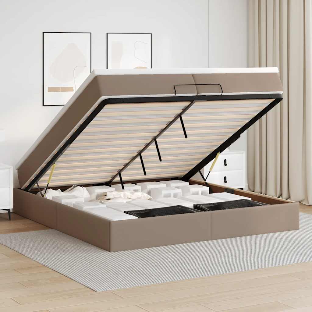 Οθωμανικό κρεβάτι με στρώματα Cappucino 200x200cm Faux Leather