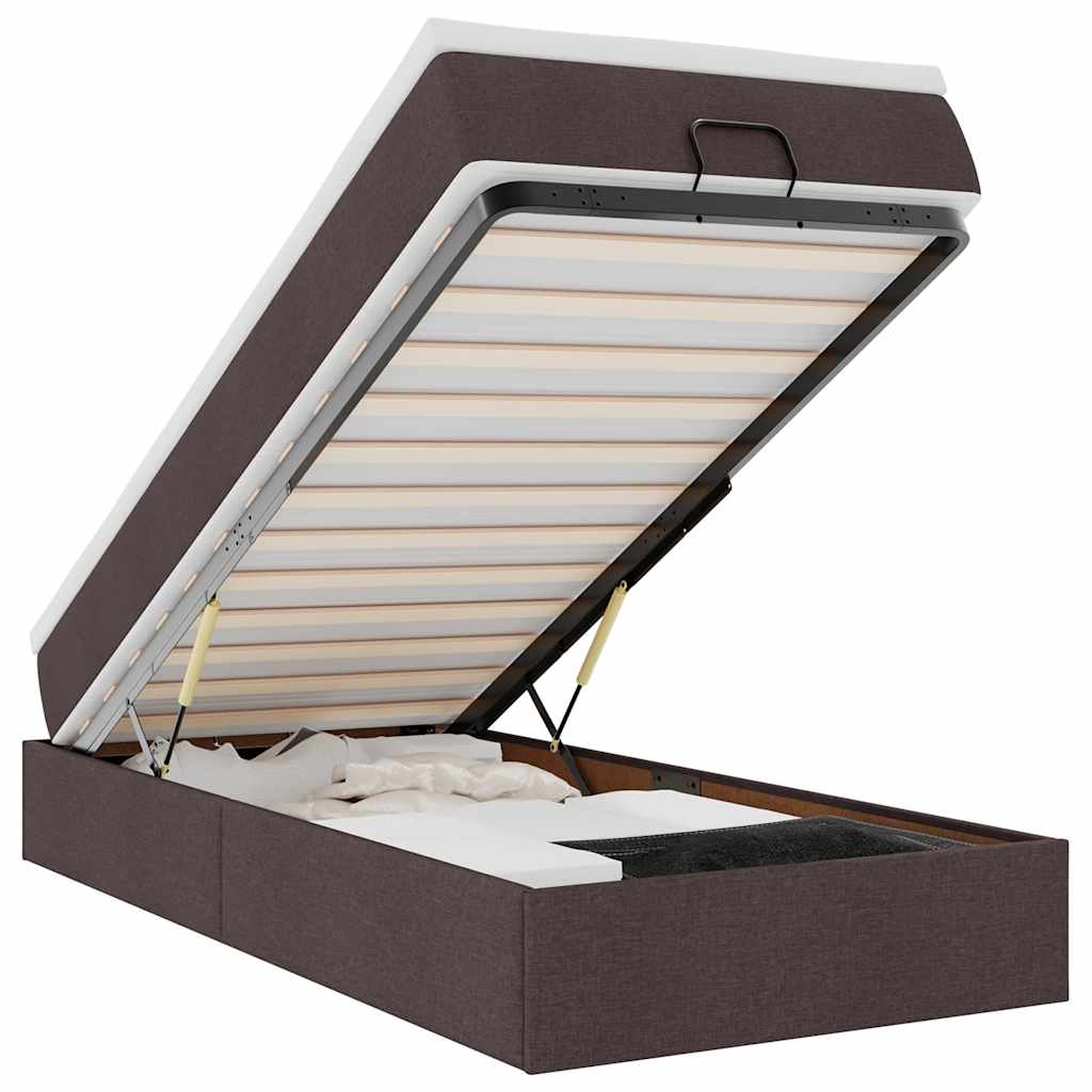 Οθωμανικό κρεβάτι με στρώμα Σκούρο καφέ 80x200cm ύφασμα - Pakobazaar