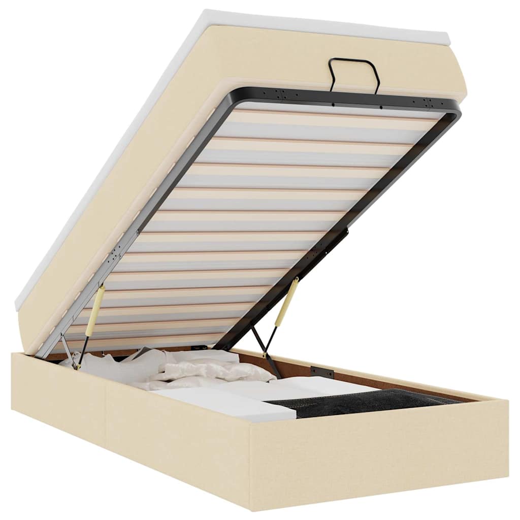 Οθωμανικό κρεβάτι με στρώμα Cream 80x200cm ύφασμα