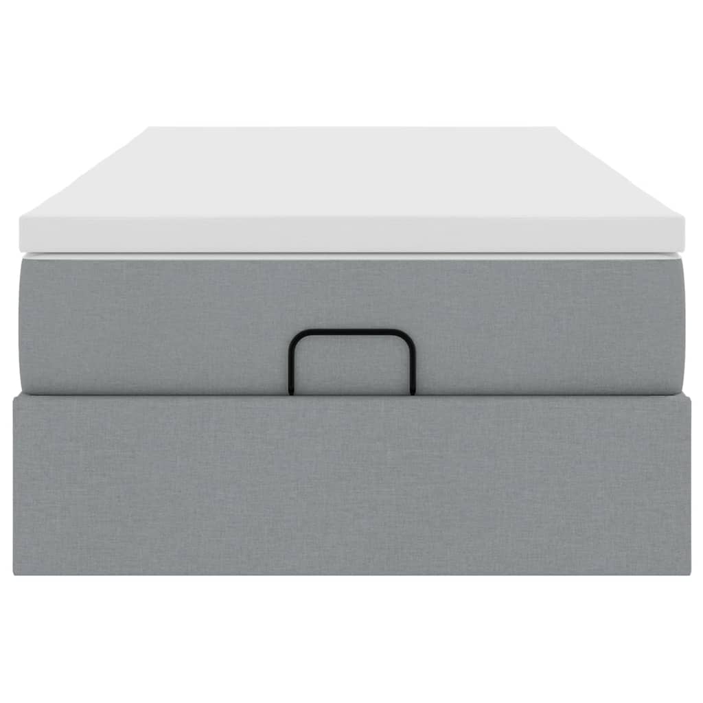 Οθωμανικό κρεβάτι με στρώμα ανοιχτό γκρι 90x190cm ύφασμα - Pakobazaar