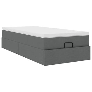 Οθωμανικό κρεβάτι με στρώμα σκούρο γκρι 90x190cm ύφασμα - Pakobazaar