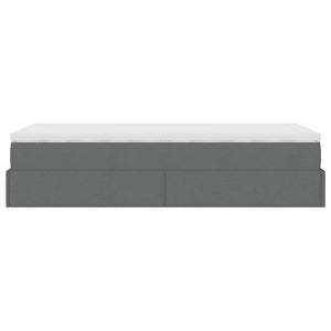 Οθωμανικό κρεβάτι με στρώμα σκούρο γκρι 90x190cm ύφασμα - Pakobazaar