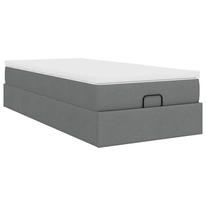 Οθωμανικό κρεβάτι με στρώμα σκούρο γκρι 90x190cm ύφασμα - Pakobazaar
