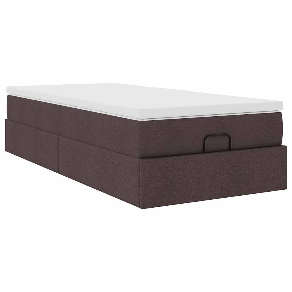 Οθωμανικό κρεβάτι με στρώμα σκούρο καφέ 90x190cm ύφασμα