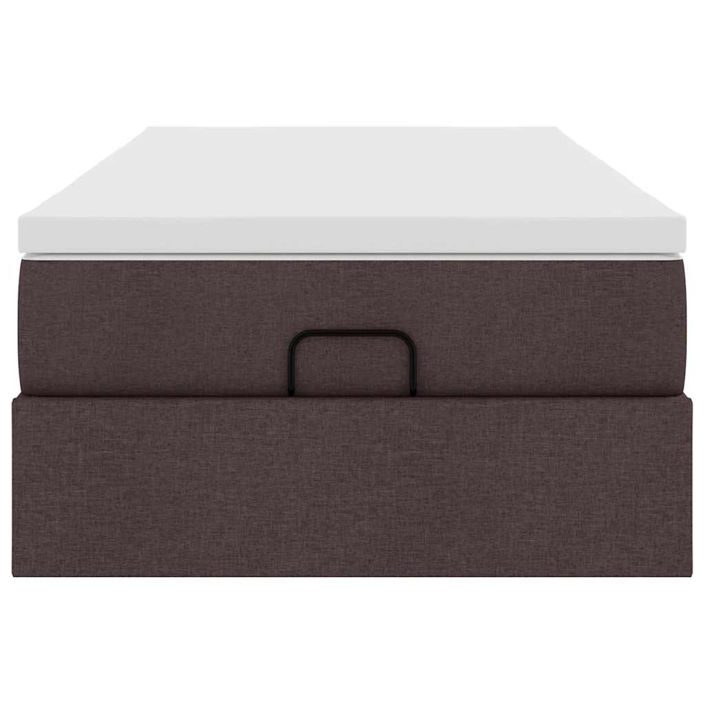Οθωμανικό κρεβάτι με στρώμα σκούρο καφέ 90x190cm ύφασμα