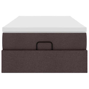 Οθωμανικό κρεβάτι με στρώμα σκούρο καφέ 90x190cm ύφασμα