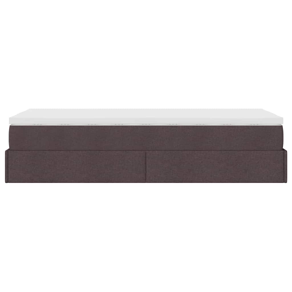 Οθωμανικό κρεβάτι με στρώμα σκούρο καφέ 90x190cm ύφασμα